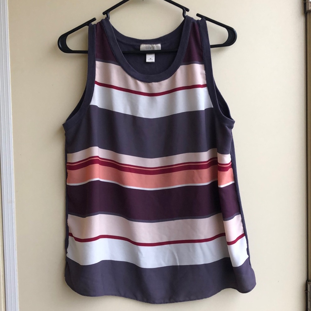 LOFT Striped Sleeveless Blouse